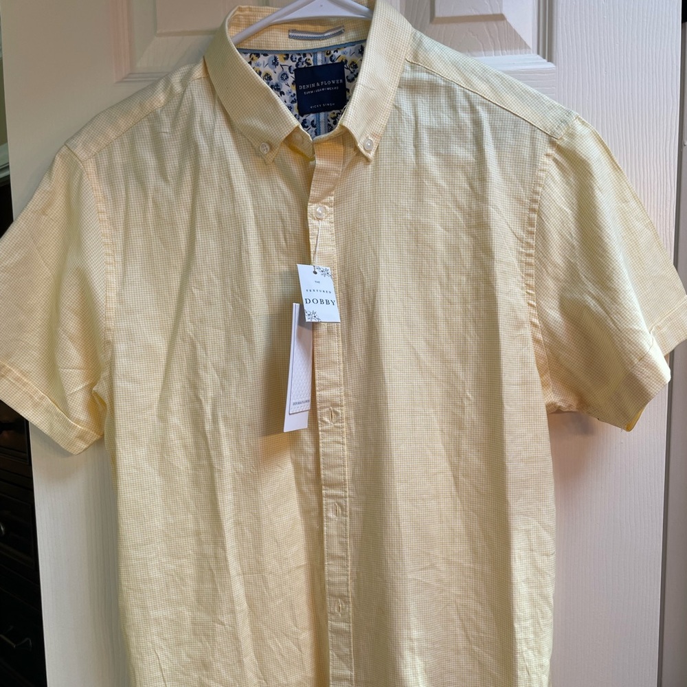 New with tags, yellow, mens, button up